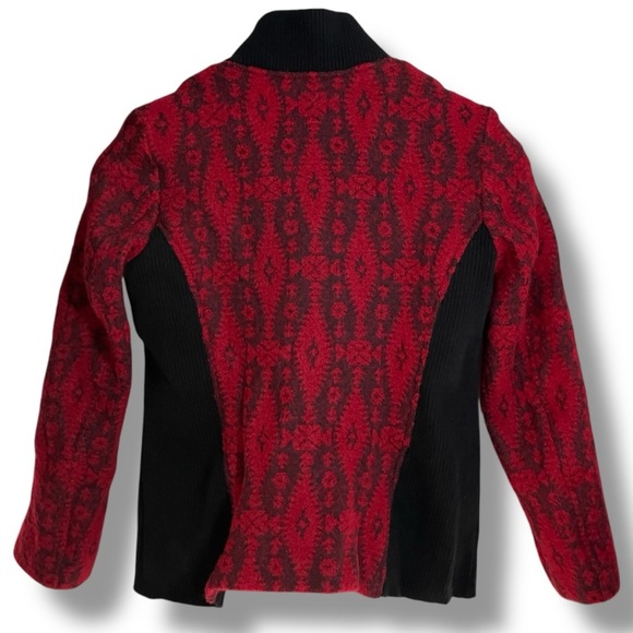 Pendleton Red Black Wool Southwest Cardigan Button Up Jacket Aztec Western LP - Picture 6 of 7